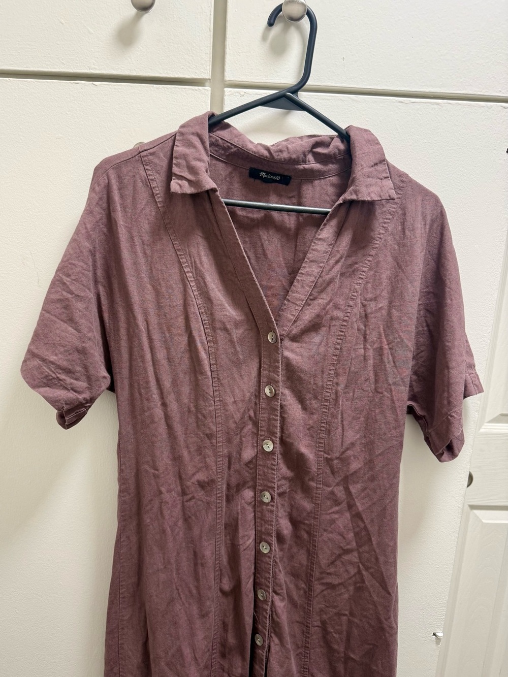Madewell Mauve Button Front Shirt Dress Size 6 - Picture 3 of 7